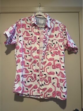 Sovereign Code XL Pink Flamingo Print Short Sleeve Shirt